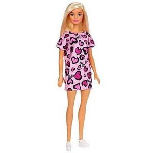 5/$25 Barbie Doll Wearing Pink Heart-Print Dress and White Platform Tennis Shoes